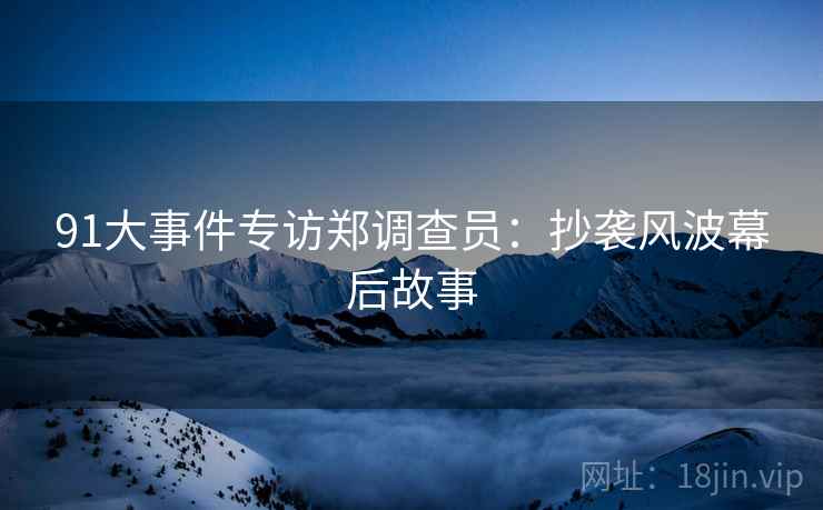 91大事件专访郑调查员：抄袭风波幕后故事