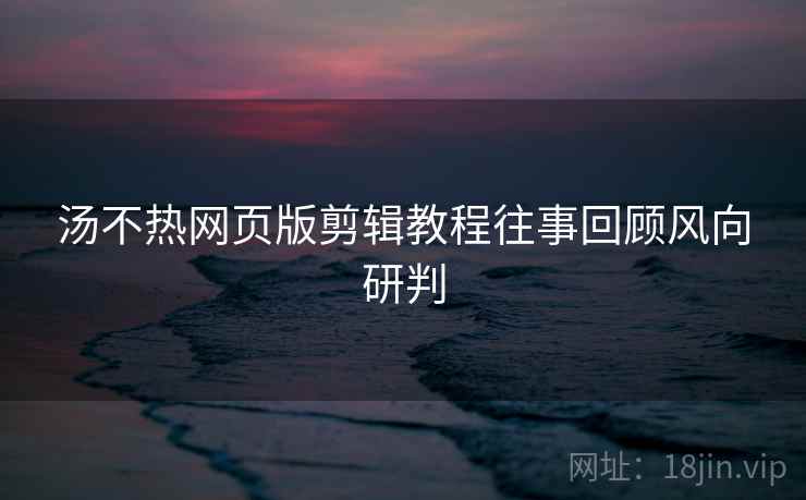 汤不热网页版剪辑教程往事回顾风向研判