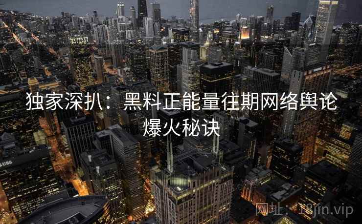 独家深扒：黑料正能量往期网络舆论爆火秘诀
