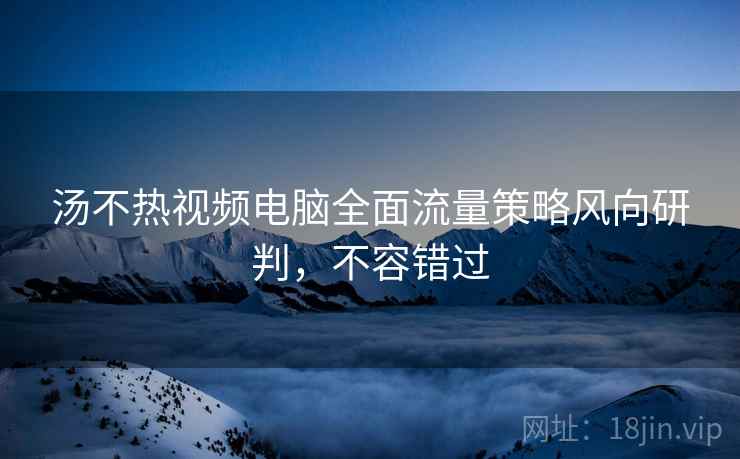 汤不热视频电脑全面流量策略风向研判，不容错过
